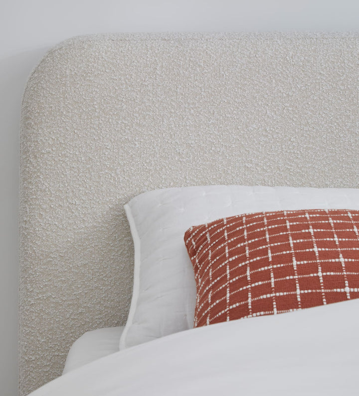 Off-White Upholstered Platform Bed in Ricotta Boucle (2026) – view 4