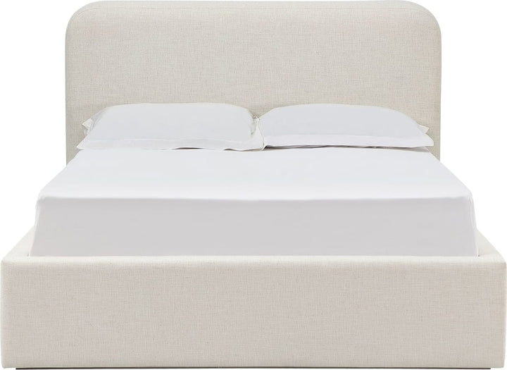 Off-White Upholstered Platform Bed in Whipped Honey Linen (2026)