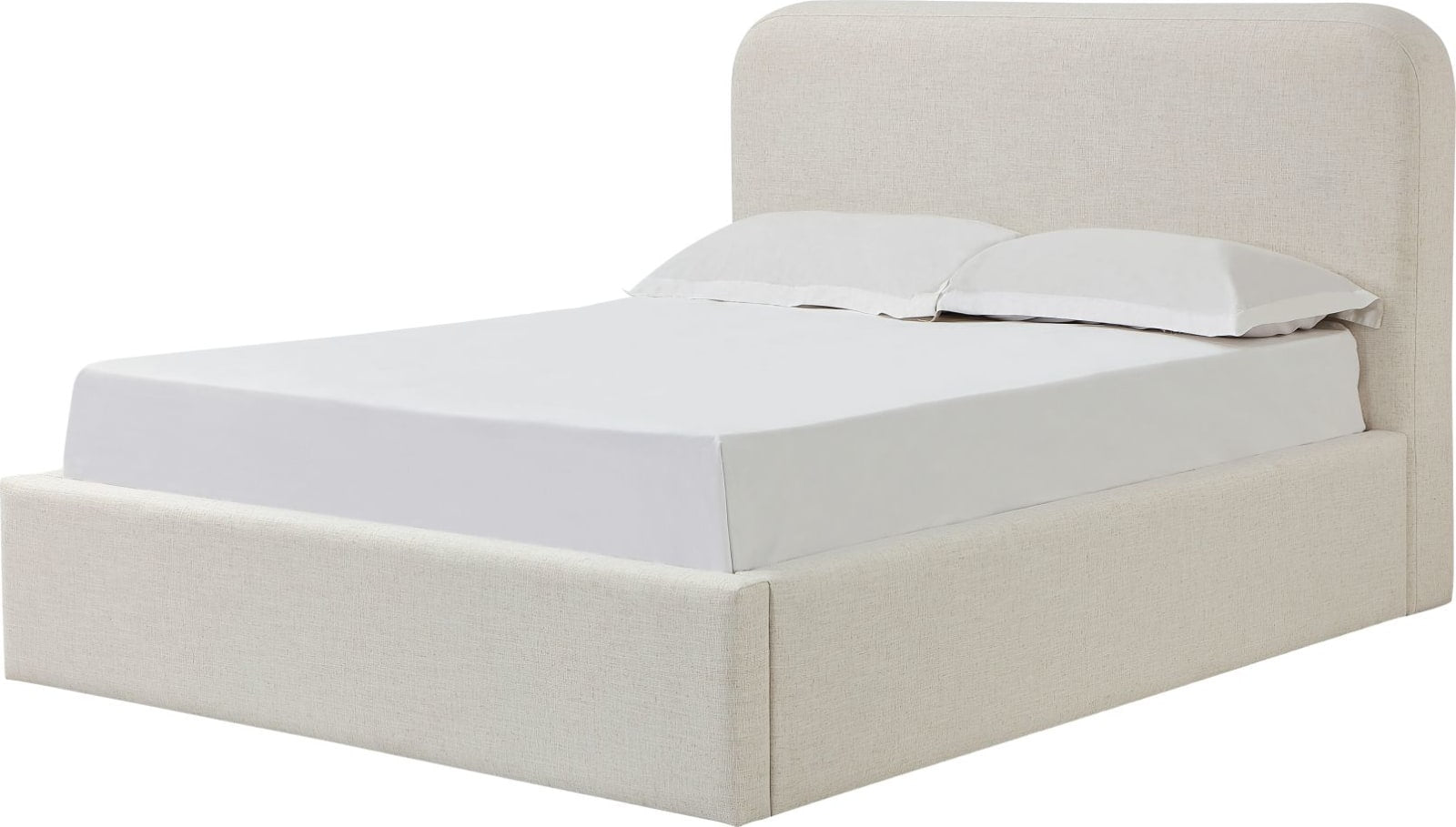 Off-White Upholstered Platform Bed in Whipped Honey Linen (2026) – view 2