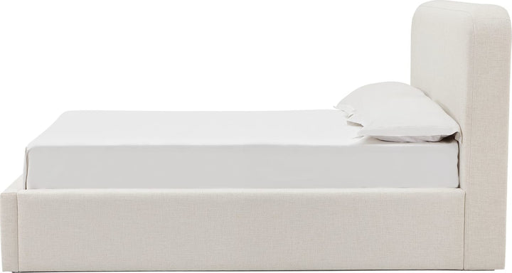 Off-White Upholstered Platform Bed in Whipped Honey Linen (2026) – view 3