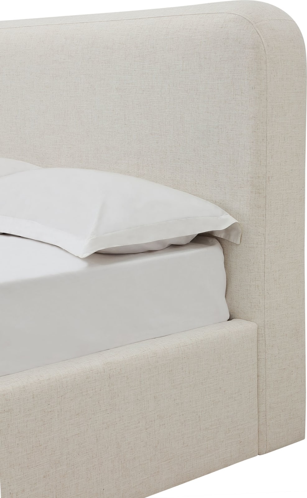 Off-White Upholstered Platform Bed in Whipped Honey Linen (2026) – view 4