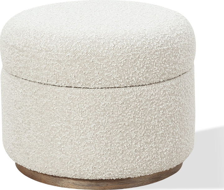 Off-White Upholstered Storage Ottoman in Ricotta Boucle (2026) – view 2