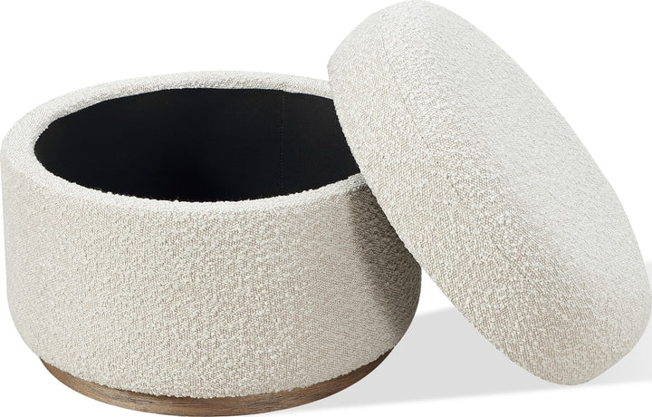 Off-White Upholstered Storage Ottoman in Ricotta Boucle (2026) – view 3
