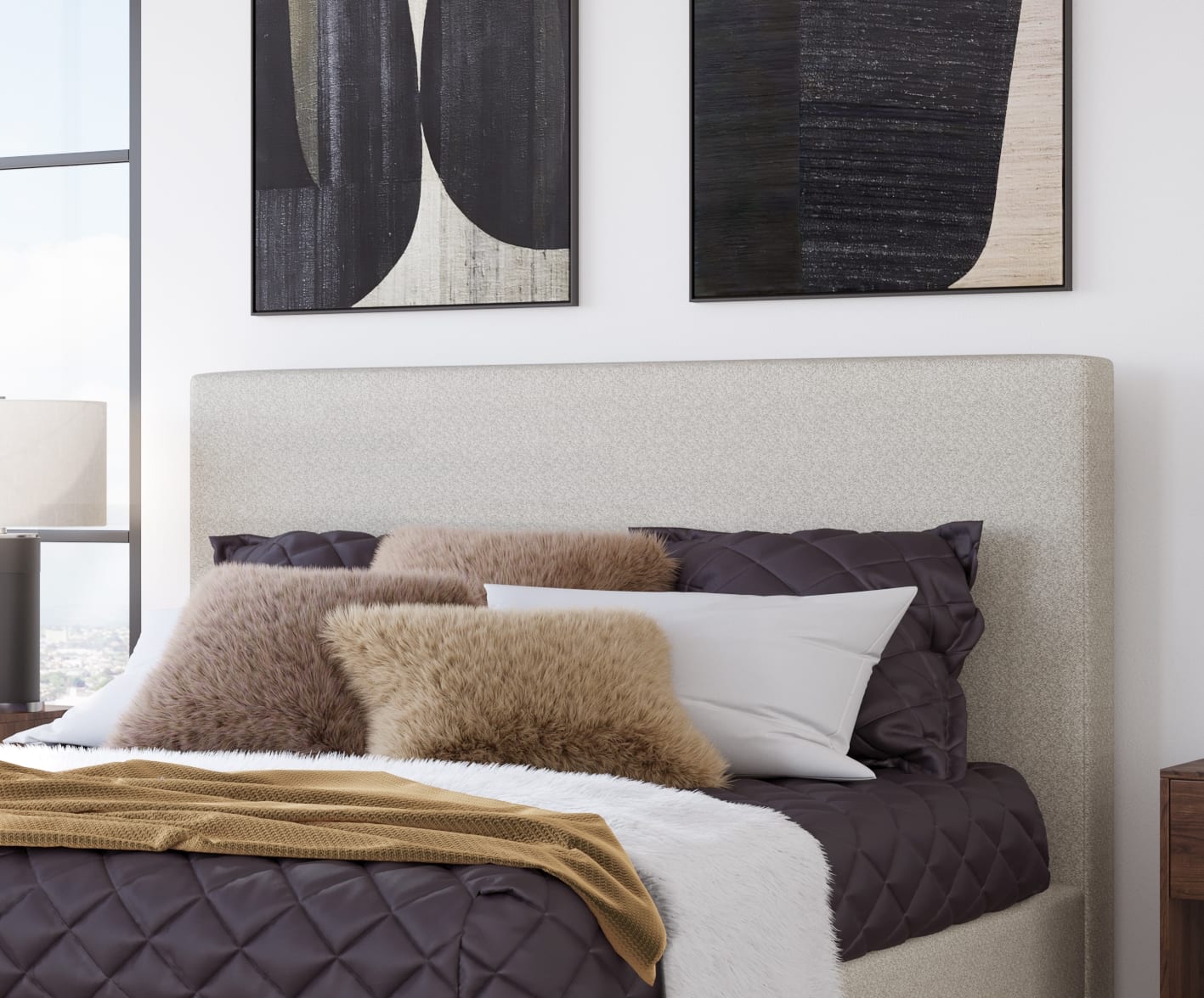 Olivia Full-size Upholstered Headboard in Ivory