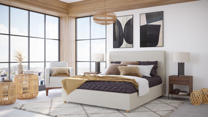 Olivia Upholstered California King-size Bed in Ivory – view 6