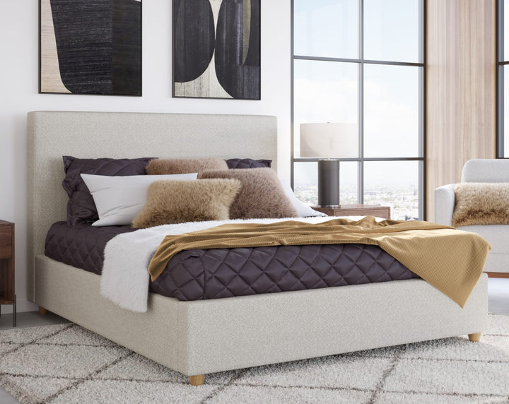 Olivia California King-Size Upholstered Platform Bed in Ivory (2026)