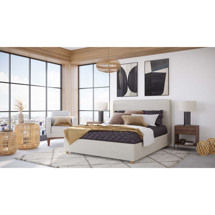 Olivia Full Upholstered Platform Bed in Ivory