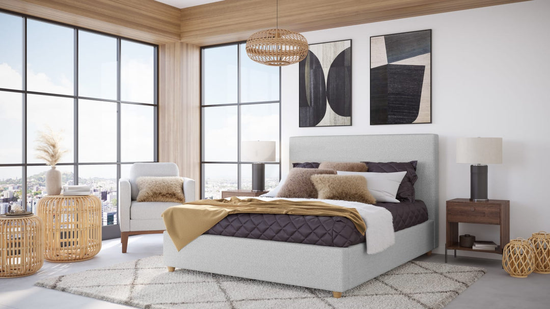 Olivia Upholstered Queen-size Bed in Linen – view 6