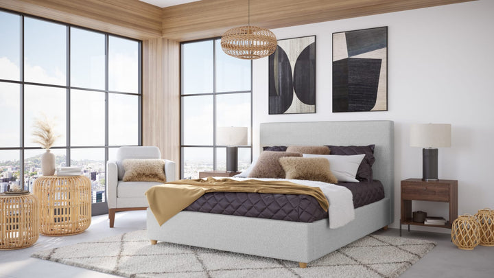 Olivia Upholstered California King-size Bed in Linen – view 6