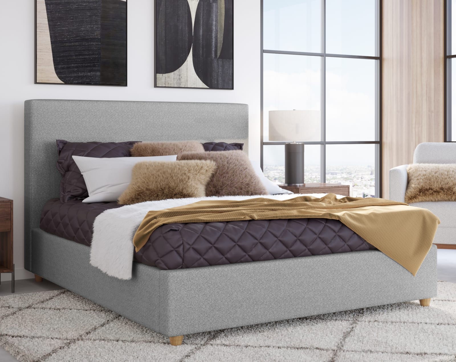 Olivia King-Size Upholstered Platform Bed in Pewter (2026)