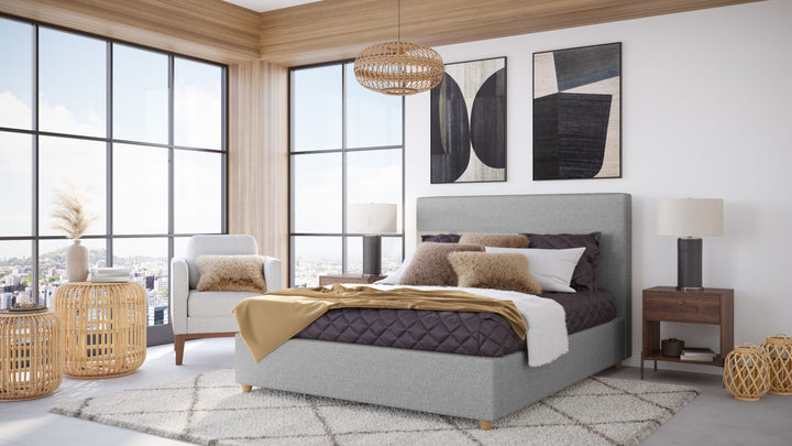 Olivia Queen-Size Upholstered Platform Bed in Pewter (2026) – view 5