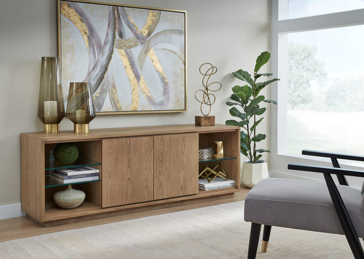 One Coastal Modern 74 inch TV Console in Bisque