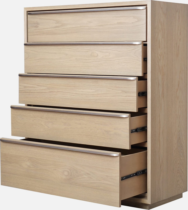 One Coastal Modern Five Drawer Chest in Bisque – view 7