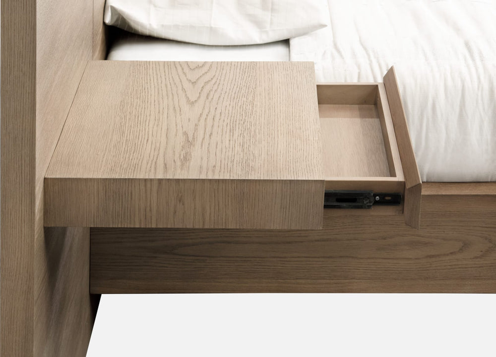 One Coastal Modern California King-size Live Edge Wall Bed with Floating Nightstands in Bisque – view 10