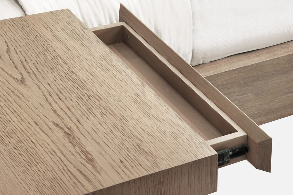 One Coastal Modern California King-size Live Edge Wall Bed with Floating Nightstands in Bisque – view 11