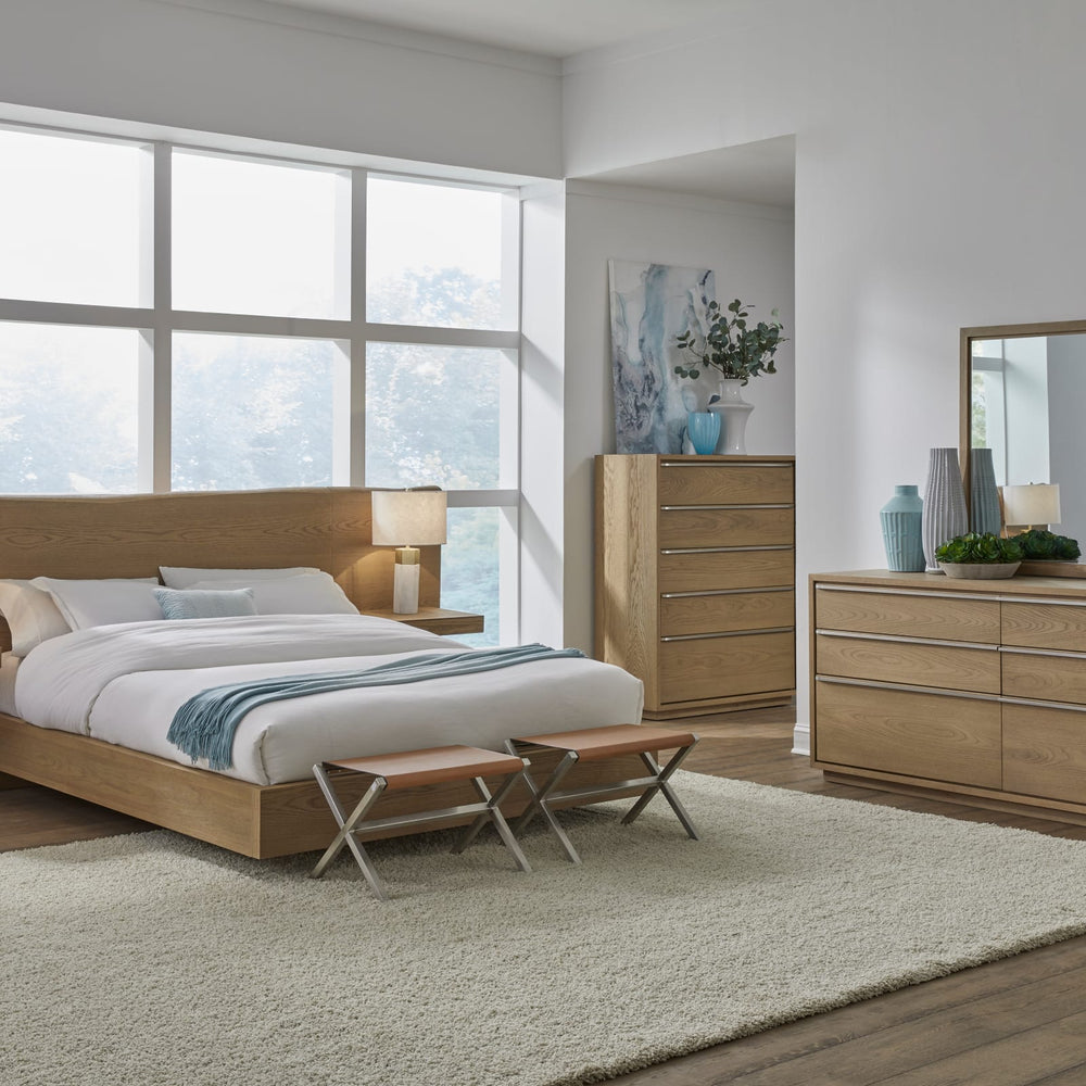 One Coastal Modern Queen-size Live Edge Wall Bed with Floating Nightstands in Bisque – view 13