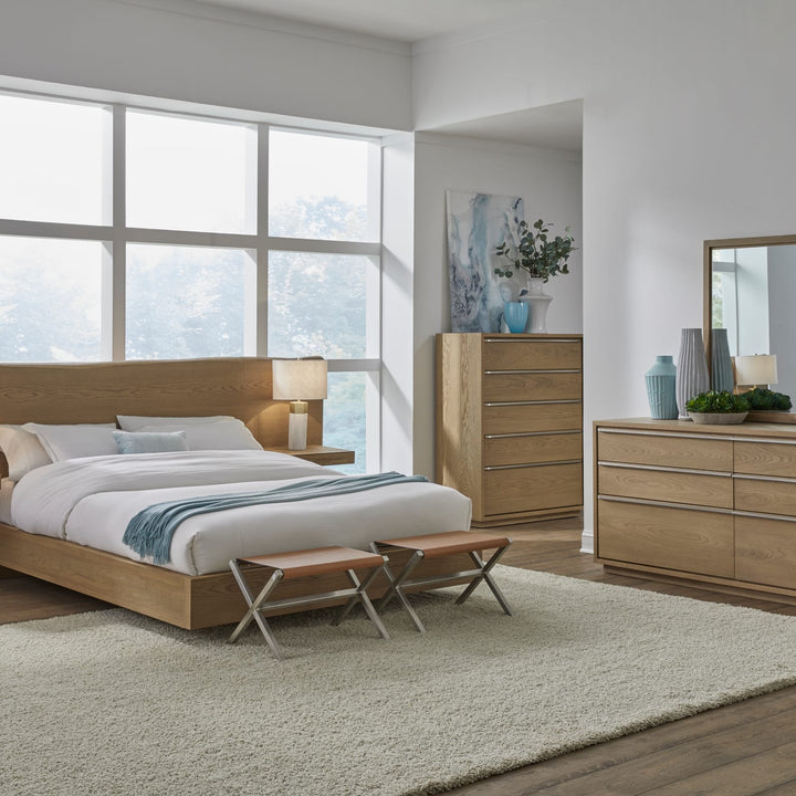 One Coastal Modern King-size Live Edge Wall Bed with Floating Nightstands in Bisque – view 13