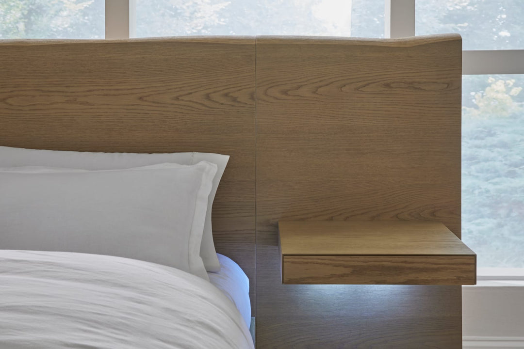 One Coastal Modern California King-size Live Edge Wall Bed with Floating Nightstands in Bisque – view 2