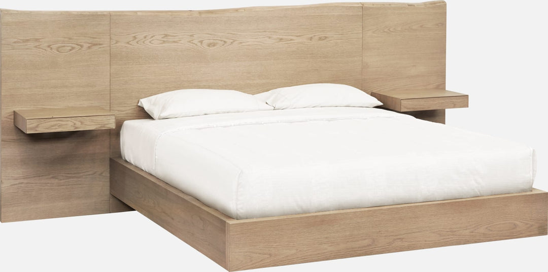 One Coastal Modern King-size Live Edge Wall Bed with Floating Nightstands in Bisque – view 3