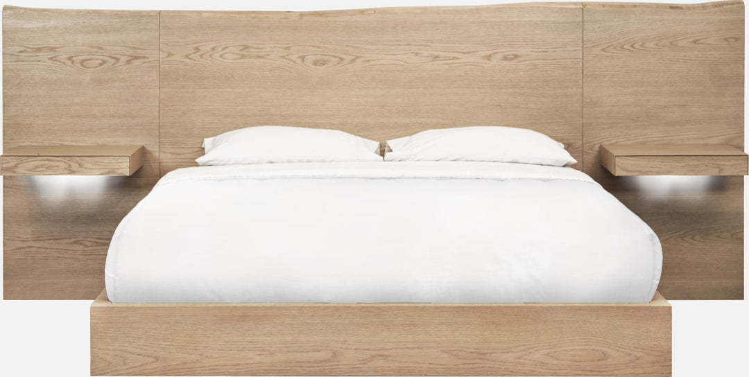 One Coastal Modern King-size Live Edge Wall Bed with Floating Nightstands in Bisque – view 4