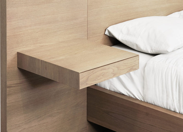One Coastal Modern California King-size Live Edge Wall Bed with Floating Nightstands in Bisque – view 9