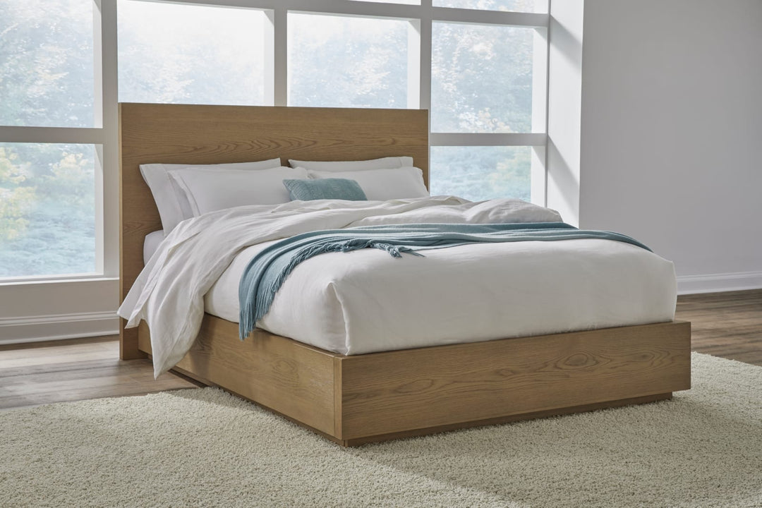 One Coastal Modern California King-size Platform Bed in Bisque