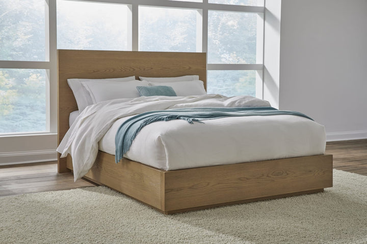 One Coastal Modern King-size Platform Bed in Bisque