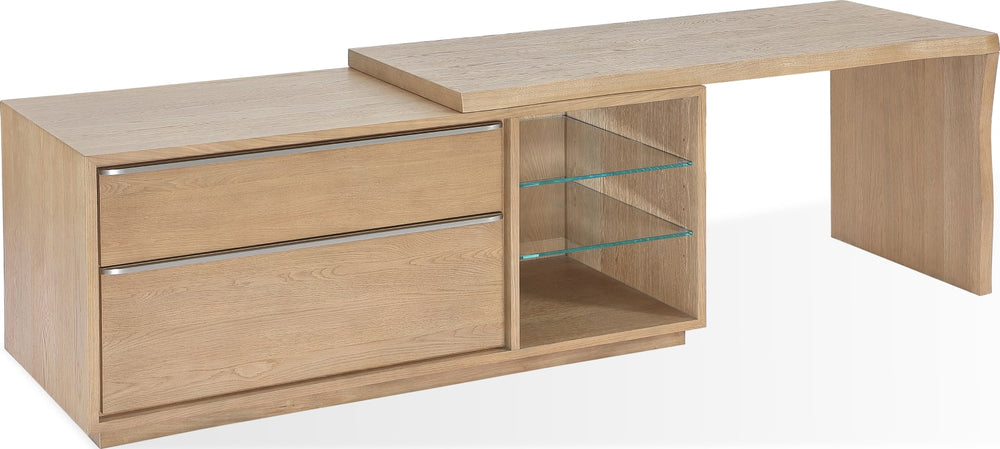 One Live Edge Edge Executive Desk in White Oak and Glass – view 3