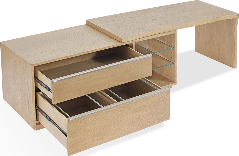 One Live Edge Edge Executive Desk in White Oak and Glass – view 4
