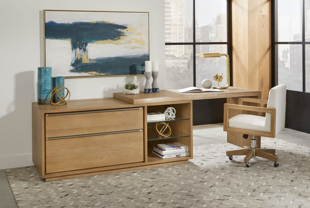 One Live Edge Edge Executive Desk in White Oak and Glass – view 5
