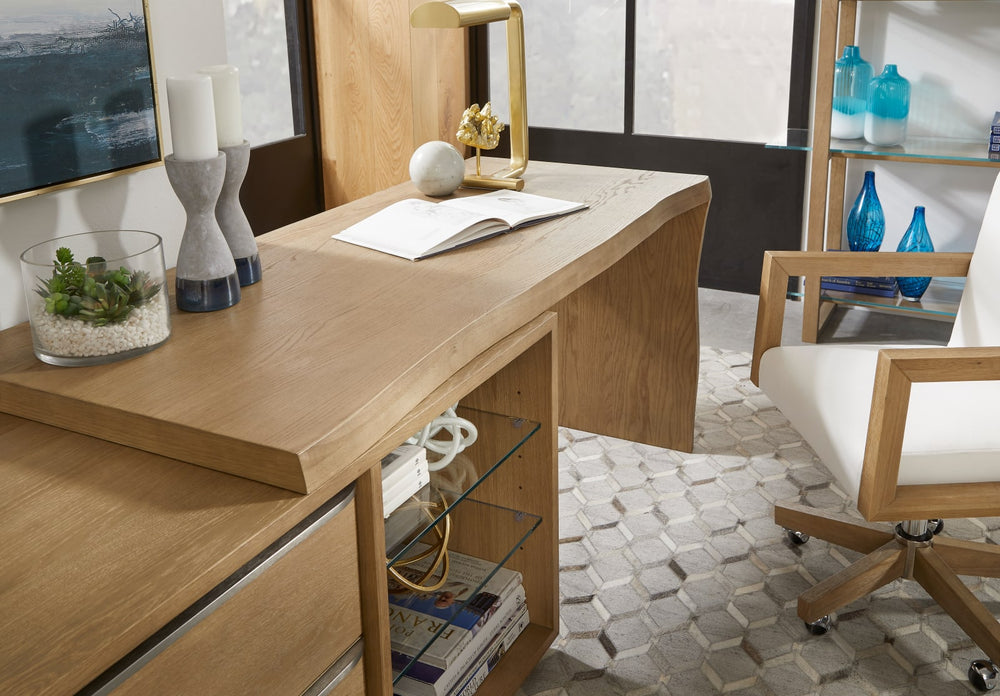 One Live Edge Edge Executive Desk in White Oak and Glass – view 6