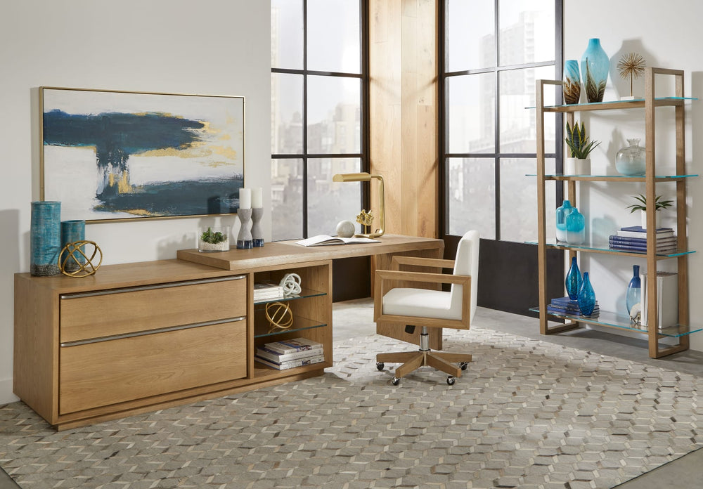 One Live Edge Edge Executive Desk in White Oak and Glass – view 7