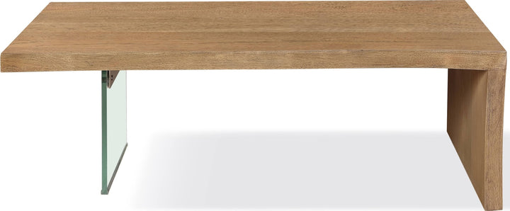 One Live-Edge White Oak and Glass Coffee Table in Bisque – view 2