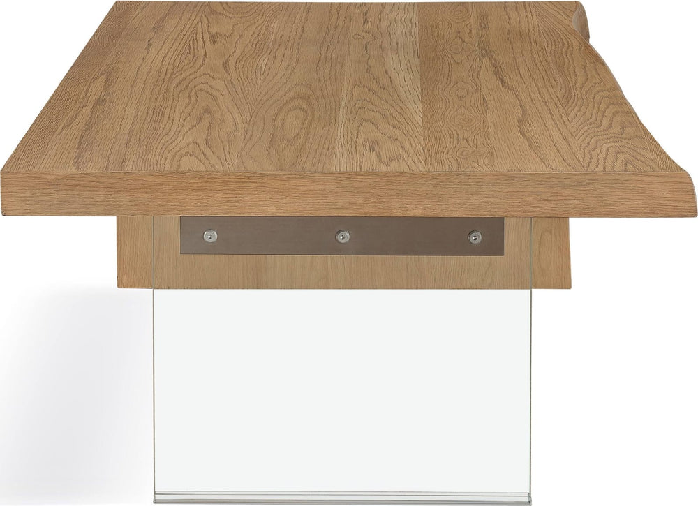 One Live-Edge White Oak and Glass Coffee Table in Bisque – view 4