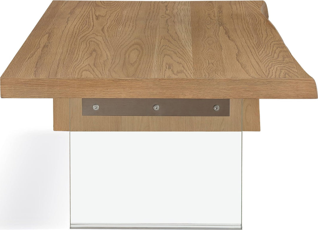 One Live-Edge White Oak and Glass Coffee Table in Bisque – view 4