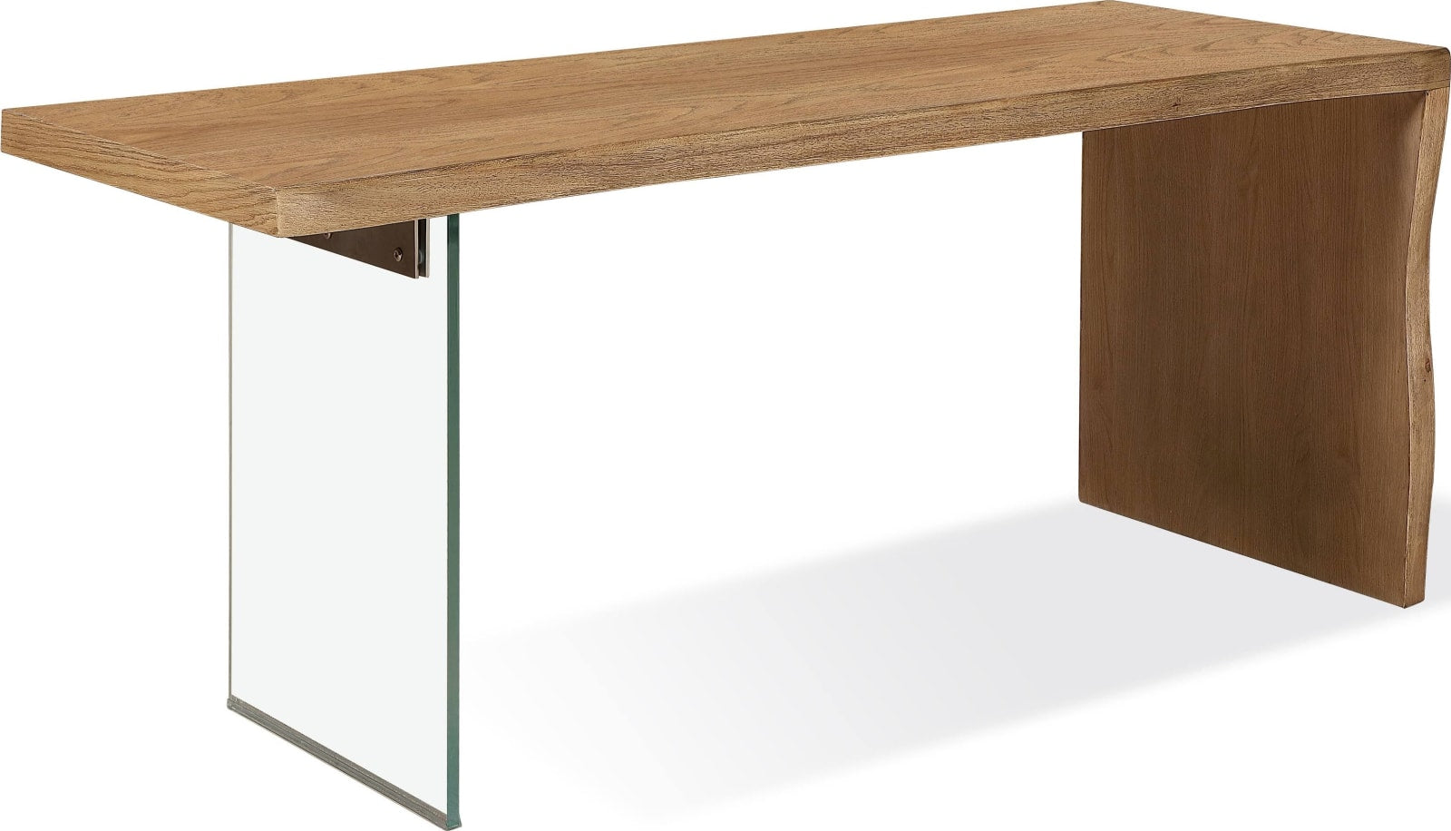 One Live-Edge White Oak and Glass Console Table in Bisque – view 2