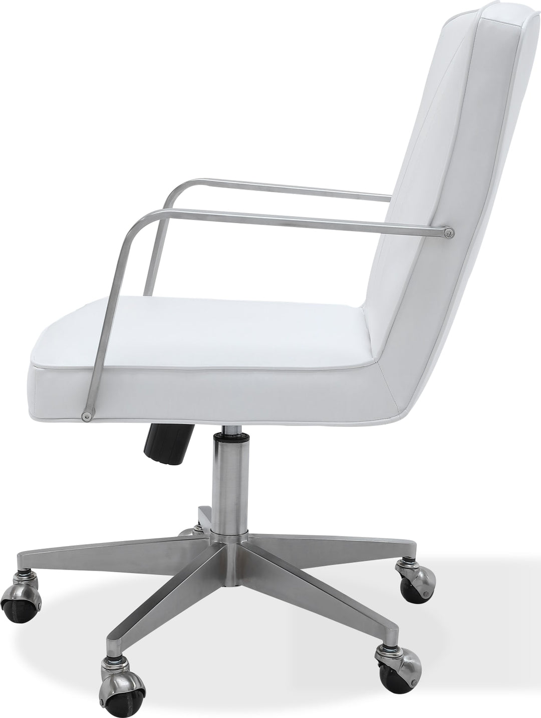 One Metal Frame Home Office Chair in Brushed Stainless Steel and White Leather – view 4