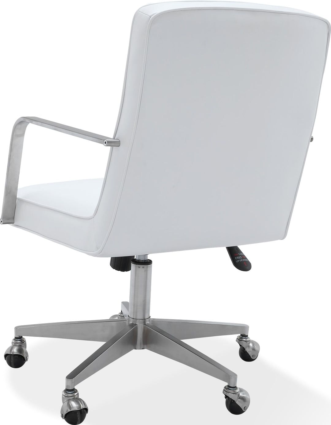 One Metal Frame Home Office Chair in Brushed Stainless Steel and White Leather – view 6