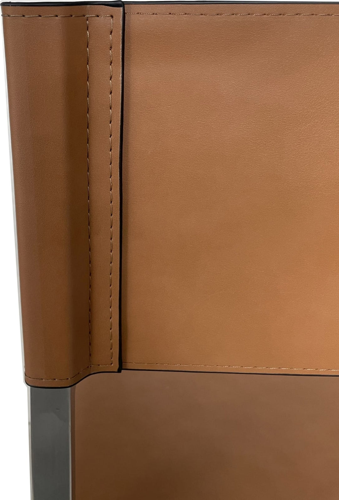 One Modern Coastal Director's Dining Arm Chair in Cognac and Brushed Stainless Steel – view 4