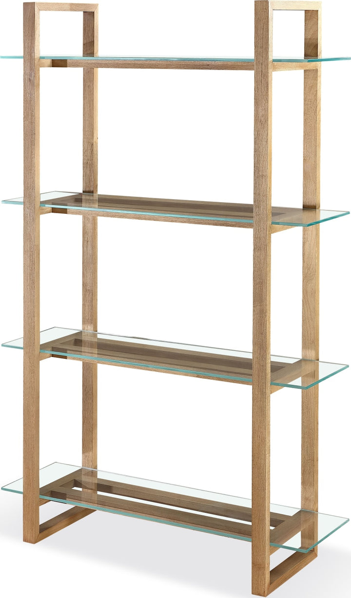 One Modern Coastal Glass Shelf Bookcase in Solid Wood – view 2