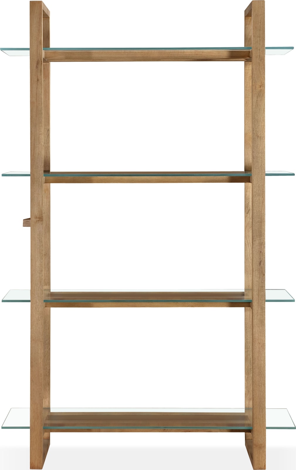 One Modern Coastal Glass Shelf Bookcase in Solid Wood – view 3