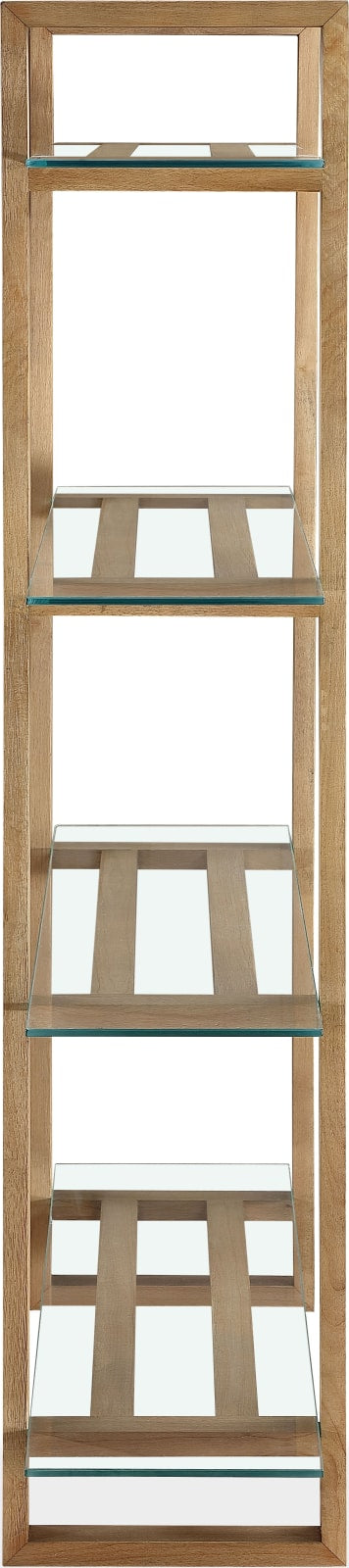 One Modern Coastal Glass Shelf Bookcase in Solid Wood – view 4