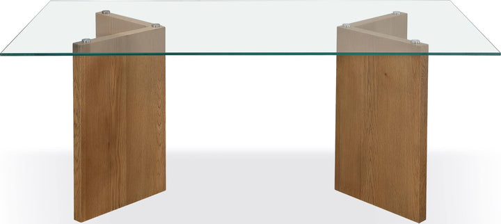 One Modern Coastal Glass Top Dining Table in White Oak – view 3