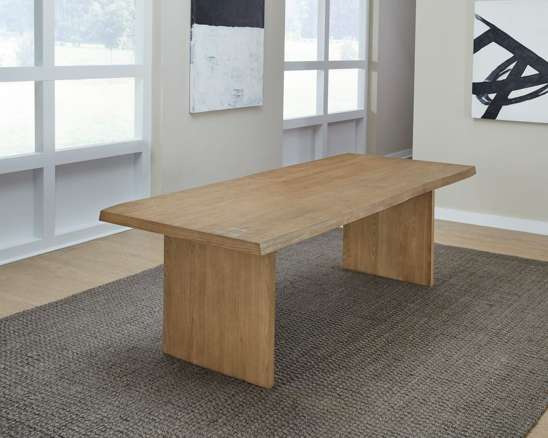 One Modern Coastal Live Edge Dining Table in White Oak