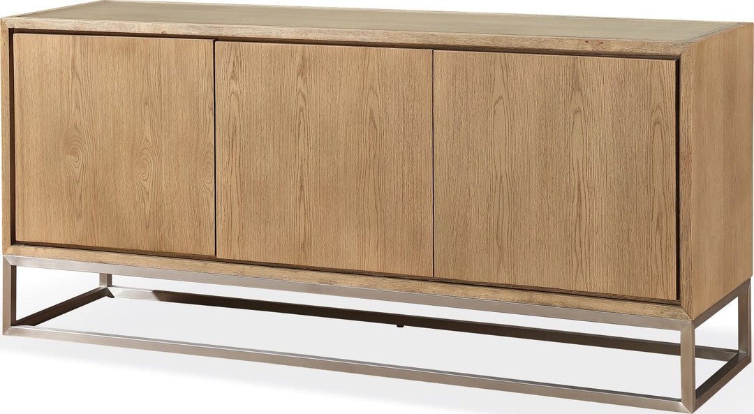 One Modern Coastal Metal Base Sideboard in White Oak and Brushed Stainless Steel – view 3