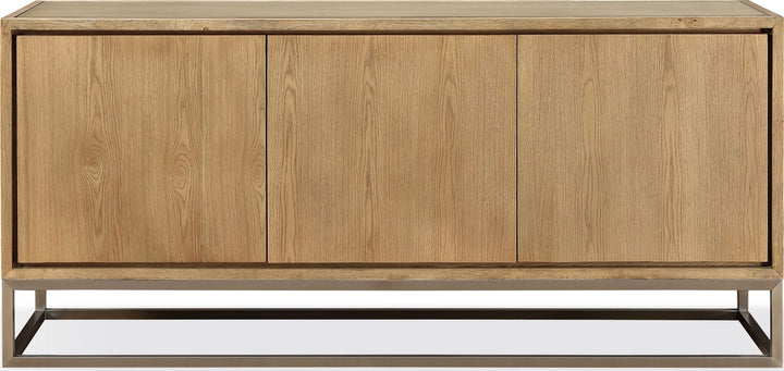 One Modern Coastal Metal Base Sideboard in White Oak and Brushed Stainless Steel – view 4