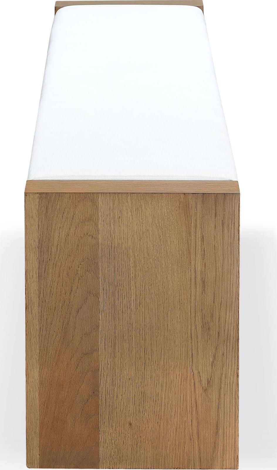 One Modern Coastal Slab Leg Upholstered Dining Bench in White Oak and White Pearl – view 4