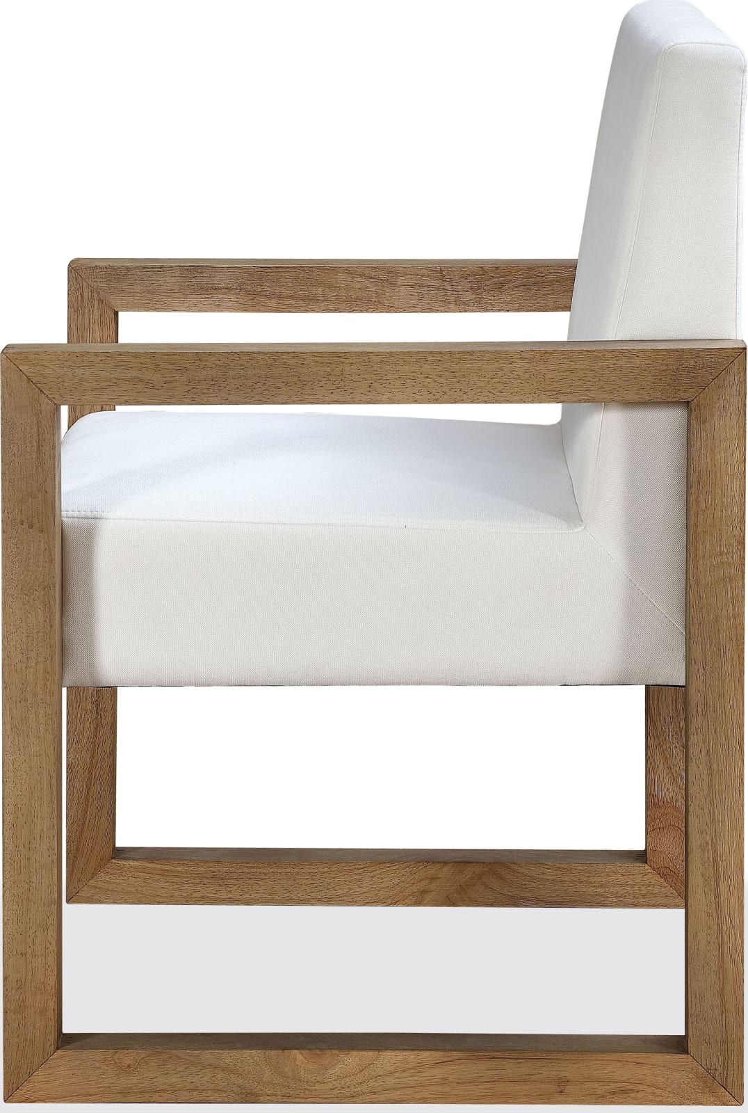 One Modern Coastal Sled Leg Upholstered Dining Arm Chair in White Pearl and Bisque – view 5