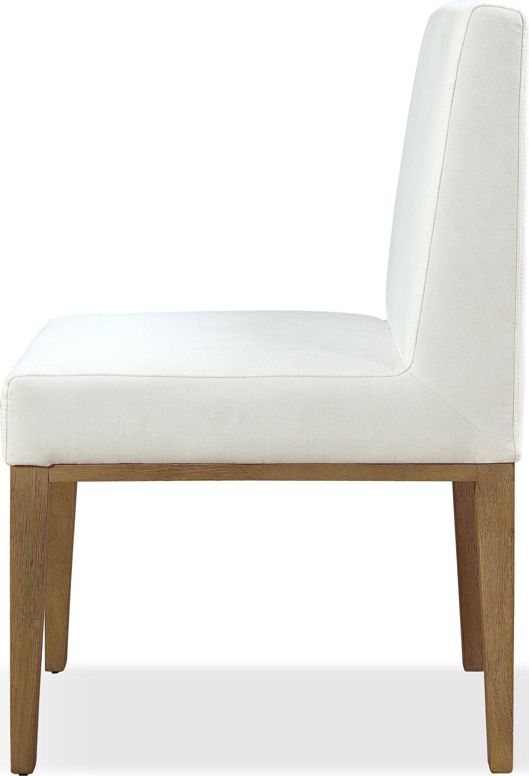 One Modern Coastal Upholstered Dining Side Chair in White Pearl and Bisque – view 2