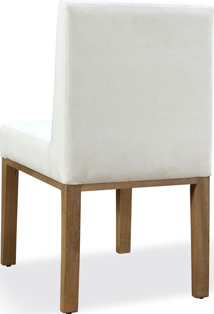 One Modern Coastal Upholstered Dining Side Chair in White Pearl and Bisque – view 3